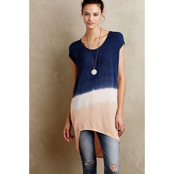 Anthropologie Tops - Anthro Maeve dip dye high low tunic/dress/coverup